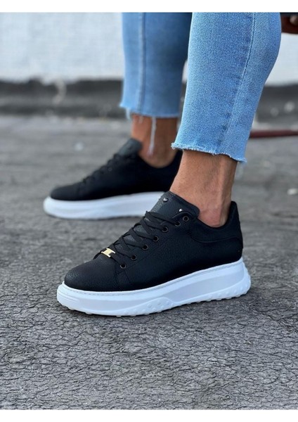 J501 Bağcıklı Ortopedik Taban Erkek Sneaker Günlük Ayakkabı Bt Siyah