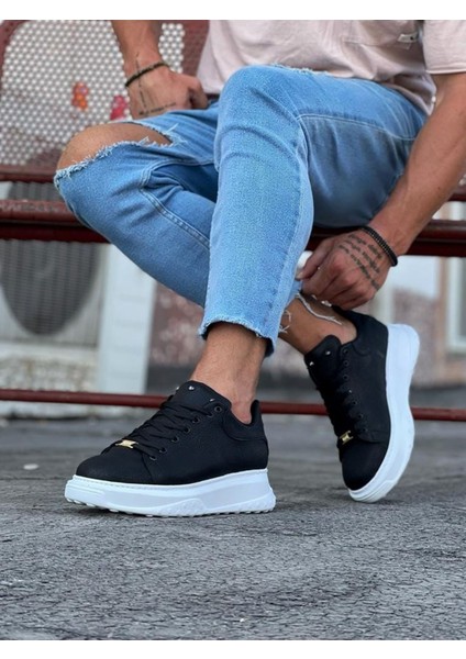 J501 Bağcıklı Ortopedik Taban Erkek Sneaker Günlük Ayakkabı Bt Siyah fiyatları