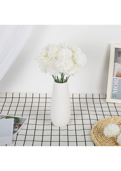 Yapay Lüx Krizantem Kartopu Demet 7 Dallı Dekoratif Yapay Çiçek 25 cm