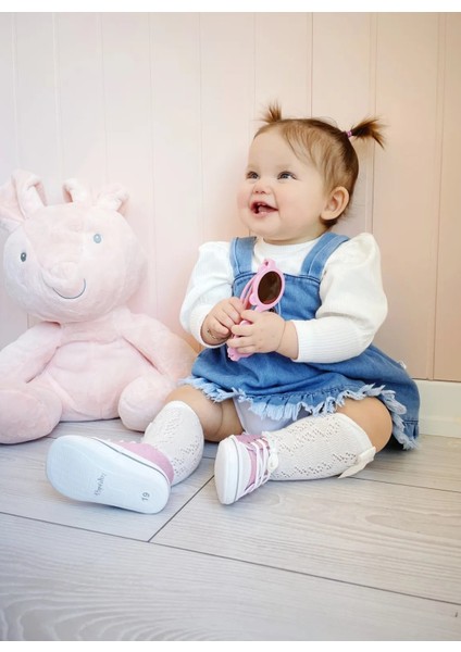 Püsküllü Kız Bebek Kot Jile Elbise %100 Pamuk Likralı Ribana Balon Bluz Jean Takım indirimleri