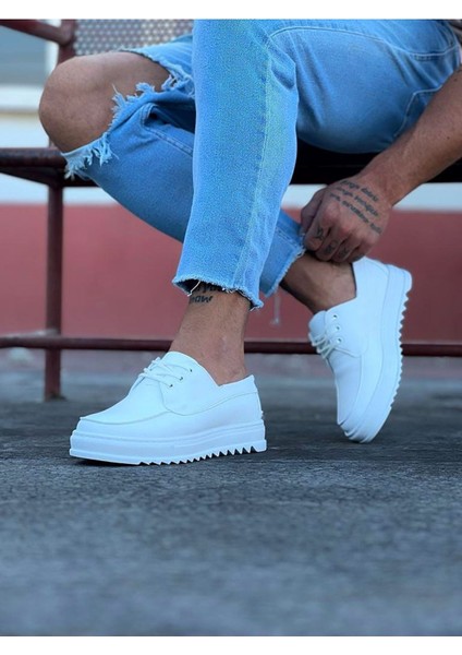 J506 Bağcıklı Ortopedik Taban Erkek Sneaker Günlük Ayakkabı Bt Beyaz modelleri