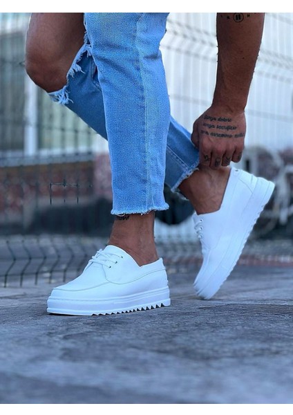 J506 Bağcıklı Ortopedik Taban Erkek Sneaker Günlük Ayakkabı Bt Beyaz fırsatları