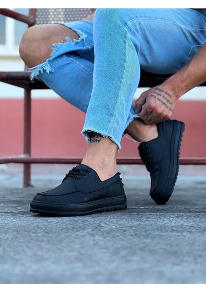 J506 Bağcıklı Ortopedik Taban Erkek Sneaker Günlük Ayakkabı St Siyah modelleri