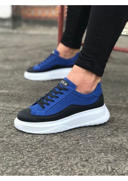 J507 Bağcıklı Ortopedik Taban Erkek Sneaker Günlük Ayakkabı Bt Mavi/siyah fiyatları