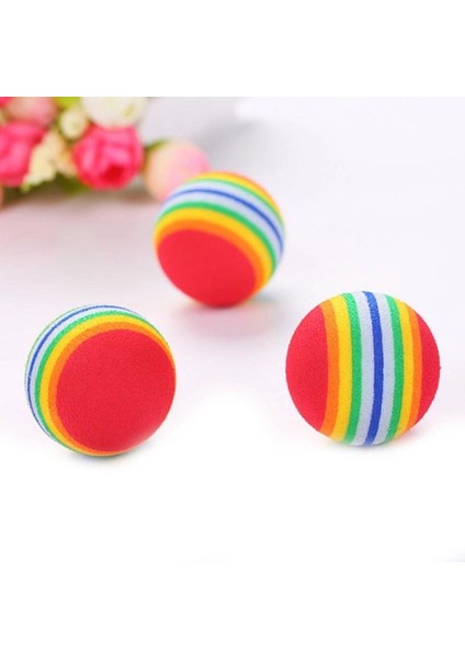 3lü Gökkuşağı Sünger Kedi Köpek Çiğneme Oyun Topu 4,2 cm (5047) modelleri