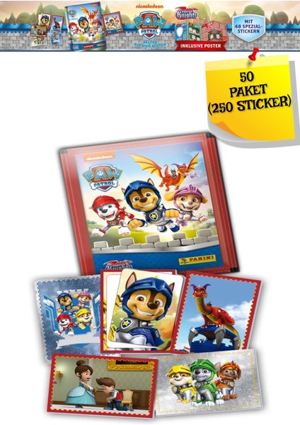 Panini Paw Patrol Sticker Çıkartma - 50 Paket ( 250 Adet Sticker )