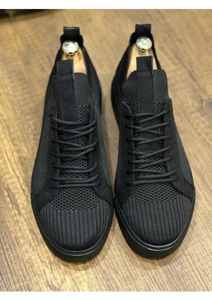 J112 Bağcıklı Ortopedik Taban Triko Erkek Spor Sneaker Ayakkabı St Siyah fiyatları