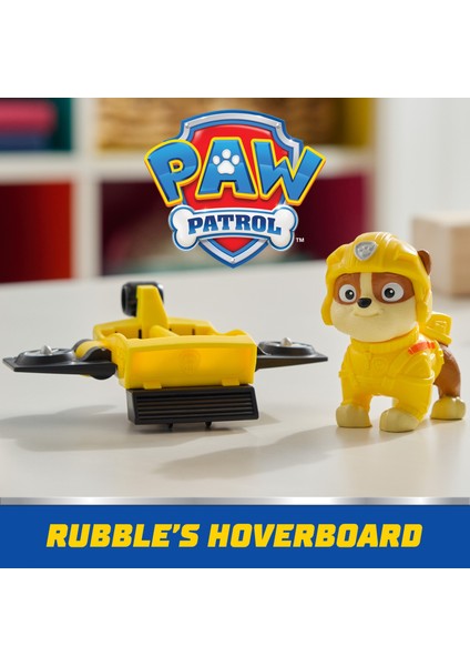 Paw Patrol: Action Pups Rubble Aksiyon Figürü ve Katlanabilir Kanatlı Hoverboard Uçak Oyuncağı -5 cm modelleri
