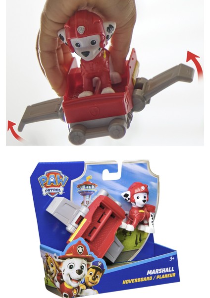 Paw Patrol: Action Pups Marshall Aksiyon Figürü ve Katlanabilir Kanatlı Hoverboard Uçağı - 5 cm