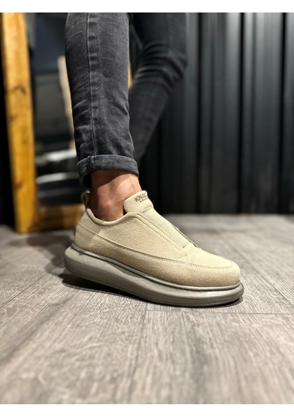 J911 Bağcıksız Lastikli Ortopedik Taban Günlük Süet Erkek Spor Sneaker Ayakkabı Vt Vizon fiyatları