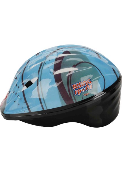 Bisiklet Kaykay Paten Scooter Için Koruyucu Kask Dizlik Dirseklik Set - Mavi (52 -56 cm Kafa Ölçüsü)