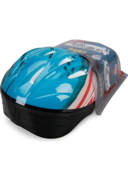 Bisiklet Kaykay Paten Scooter Için Koruyucu Kask Dizlik Dirseklik Set - Mavi (52 -56 cm Kafa Ölçüsü)