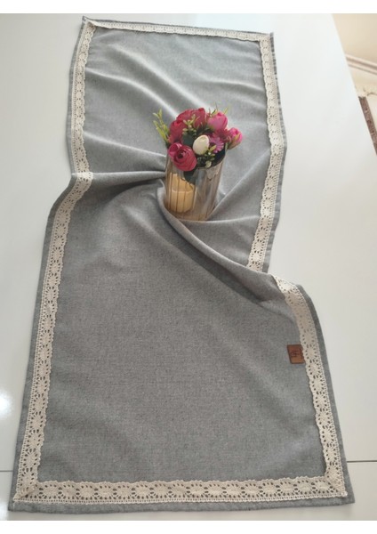 Naturel Organik Otantik Jüt Yumuşak %100 Pamuklu Keten Güpürlü Runner 45X115 cm indirimleri