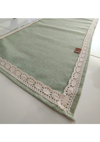 Naturel Organik Otantik Jüt Yumuşak %100 Pamuklu Keten Güpürlü Runner 45X115 cm