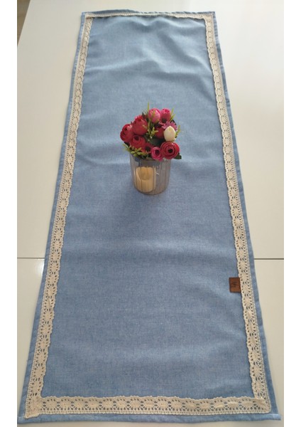 Naturel Organik Otantik Jüt Yumuşak %100 Pamuklu Keten Güpürlü Runner 45X115 cm fırsatları