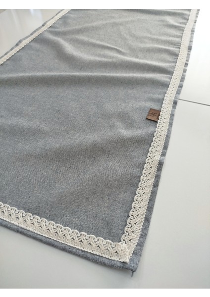 Naturel Organik Otantik Jüt Yumuşak %100 Pamuklu Keten Güpürlü Runner 45X115 cm