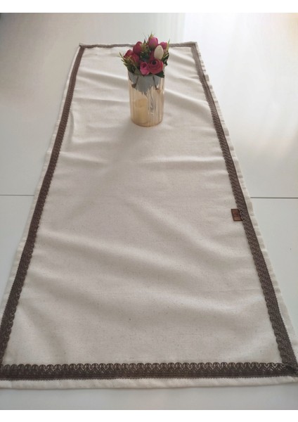Naturel Organik Otantik Jüt Yumuşak %100 Pamuklu Keten Güpürlü Runner 45X115 cm indirimleri