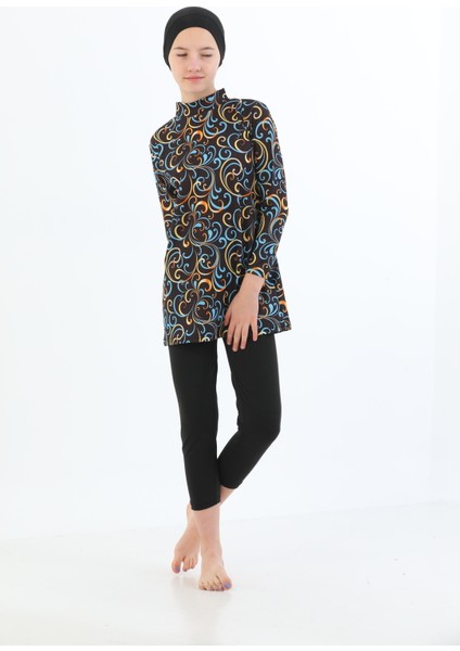 Boneli 3 Parça Desenli Mayo Bone Tayt Şort Hızlı Kuruma Özellikli Kız Çocuk Mayo modelleri