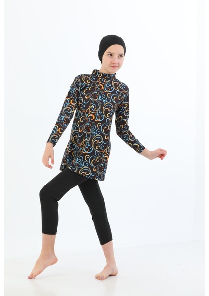 Boneli 3 Parça Desenli Mayo Bone Tayt Şort Hızlı Kuruma Özellikli Kız Çocuk Mayo indirimleri