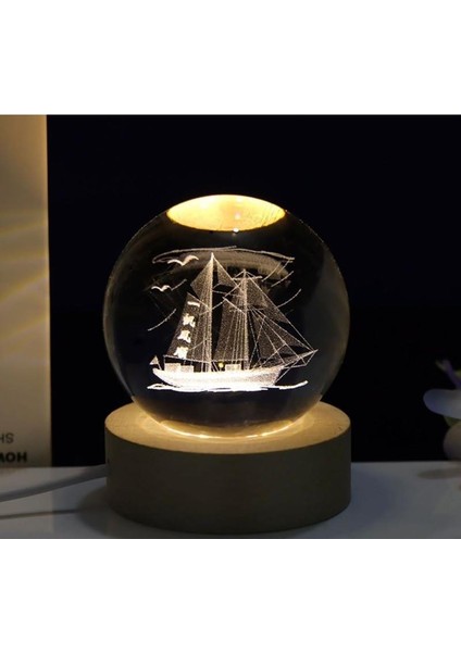 Yelkenli Gemi Renk Değiştiren Işıklı Cam Küre 8cm fiyatları