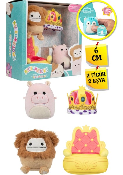 Micromallows Squishmallows Mini Yumuşak Peluş Oyuncak 2 Figür + 2 Aksesuar Figür Seti - 6 cm - Mod-4
