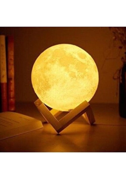Ahşap Standlı Ay Gece Lambası 12CM