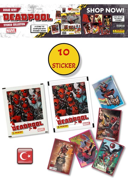 2 Paket - Marvel Deadpool Çıkartma Paketi | Panini Lisanslı Ürün ( 10 Stıcker )