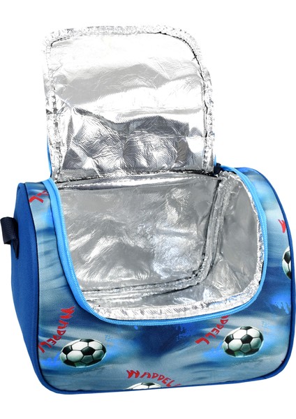 Kombin Futbol Desenli Anaokul Çantası ve Termal Beslenme Çantası Set