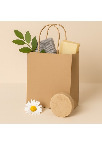 Kraft Mini Burgu Saplı Çanta 15 cm x 8 cm x 20 cm ( 25 Adet )