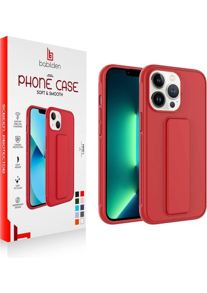 iPhone Mıknatıslı Standlı Darbe Emici Ibola iPhone 14 Pro Kılıf (Kırmızı)