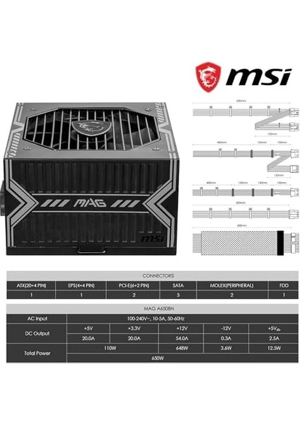 Psu Mag A650BNL 650W 80+ Bronze Power Supply fiyatları