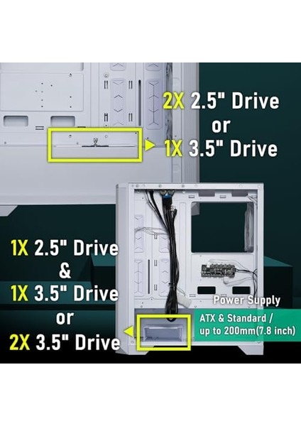 Nova Mesh Se Tg Pc Kasası, Oyun Bilgisayarı Kulesi, 4 Takılmış Argb Fanı, Argb Denetleyici, Ağ Ön, Sertleştirilmiş Cam, Mükemmel Kablo Yönetimi, Beyaz modelleri