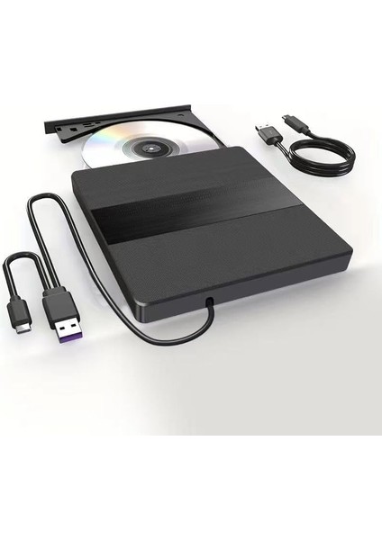 Harici USB 3.0 ve Type-C Dvd-Rom Dvd-Rw Optik Sürücü, USB ve Type C Kablolu, Pc, Tablet, DVD Player, Çizgili Metal Tasarım Ultra Slim CD Rom Okuyucu X350