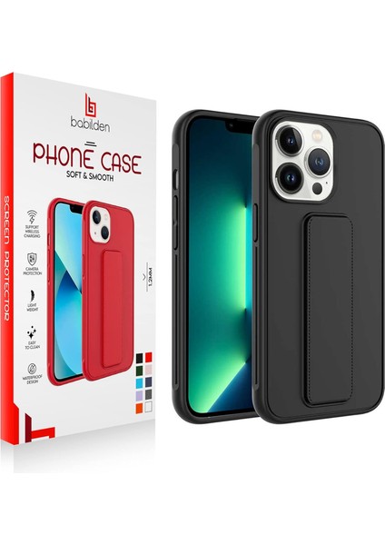 iPhone Mıknatıslı Standlı Darbe Emici Ibola iPhone 14 Plus Kılıf (Siyah)