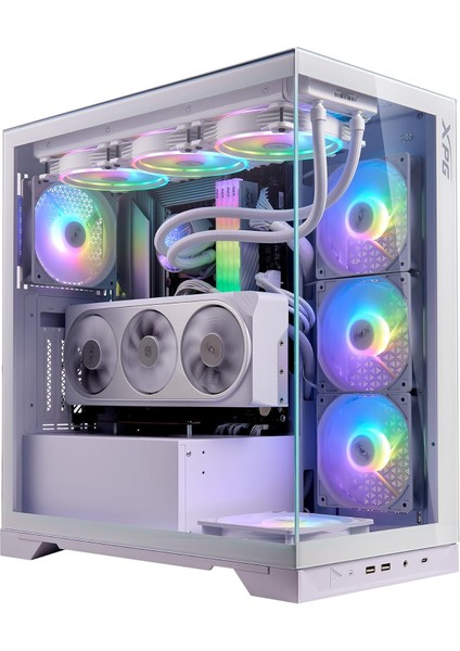 Adata Invader x Mid-Tower Gaming Kasa - Temperli Cam, Psu Suz, 6 Fan Desteği, 360MM Radyatör, Beyaz