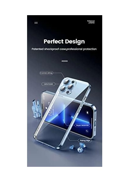 iPhone 12 Pro Max Uyumlu Kenarları Renkli Lazer Kamera Lens Korumalı Lüks Silikon Kılıf (Silver) modelleri
