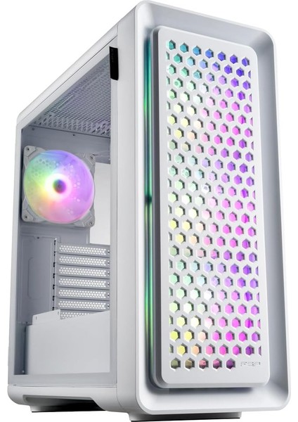 CUT593 Series Full Tower Computer Case Dual Tempered Glass Side Panel 140MM Argb Fan X4 (CUT593P, White)