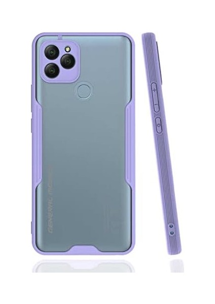 General Mobile Gm 22 Uyumlu Kılıf Kamera Korumalı Mat Silikon Platin- Lila