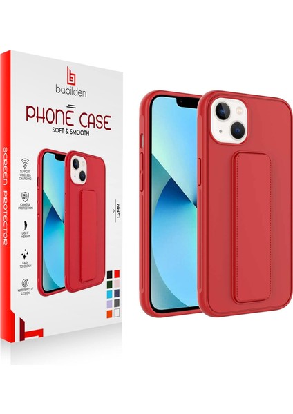 iPhone Mıknatıslı Standlı Darbe Emici Ibola iPhone 14 Kılıf (Kırmızı)