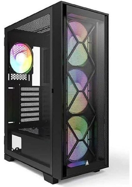 Aır 1000 Premium Siyah Atx Orta Kule Kasa - 3 x 140 Mm, 1 x 120 mm Argb Fanlar Önceden Takılmış - Döner Cam Yan Panel - Hem Çıkarılabilir Mesh Hem De Temperli Cam Ön Panel
