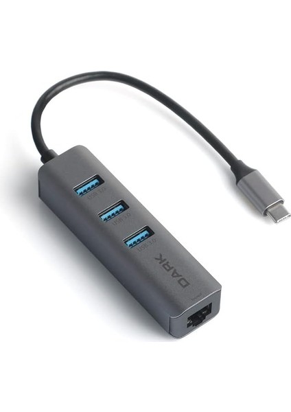 USB 3.1 Type-C 3 Port USB 3.0 Çoklayıcı + Gigabit Lan Ethernet Dönüştürücü (DK-AC-U31X3GL)