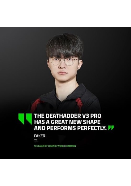 Deathadder V3 Pro + Razer Hyperpolling Kablosuz Adaptör - Ultra Hafif Kablosuz Ergonomik Esports Mous (63G, Focus Pro 30K Optik Sensör, Optik Fare Anahtarları Gen-3) Siyah modelleri