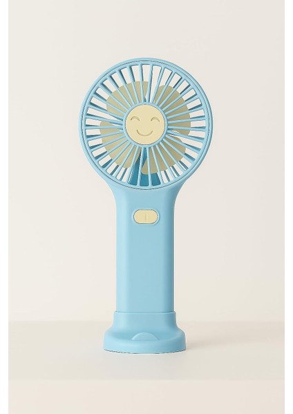 USB Şarjlı Masaüstü Mini Fan Telefon Tutacağı & Güçlü Hava Akışı (18 Cm) 3 Kademeli Fan Vantilatör (Mavi)