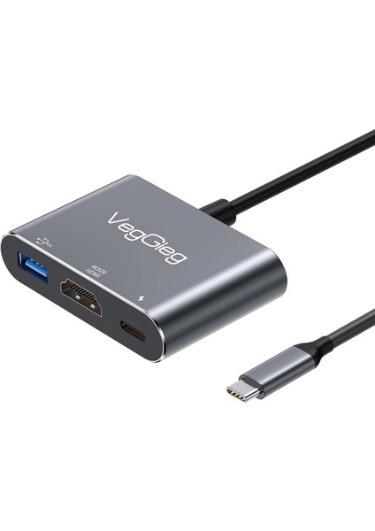 Type-C To 4K HDMI Type-C PD100W Usb-A 3.0 Hub Dönüştürücü Adaptör
