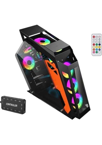 Emperor Atx Robotik Kumandalı 7 Rgb Fanlı Şeffaf Cam Panel Gaming Oyuncu Bilgisayar Kasası modelleri