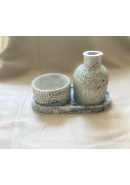 3 Parça Dekoratif Vazo ve Mumluk Set(Mum Dahil)