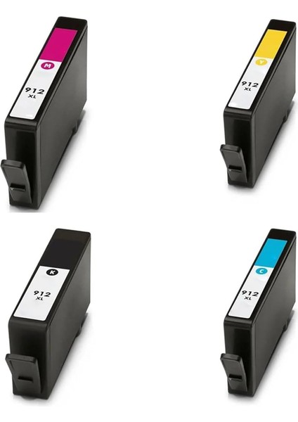 Kartuş Hp Uyumlu Muadil Lar, 4 Renk 1 Set Hp 912XL Uyumlu - Officejet Pro 8012, 8014, 8015, 8022, 8023, 8024, 8025