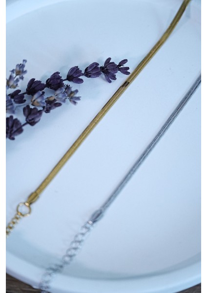 Italyan Tasarım Çelik Çift Bileklik Unisex Altın Gümüş Renk, Kararmaz 2 Adet