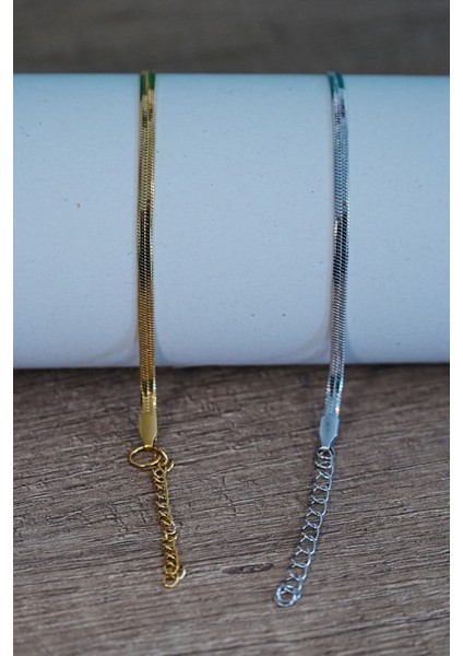 Italyan Tasarım Çelik Çift Bileklik Unisex Altın Gümüş Renk, Kararmaz 2 Adet fiyatları