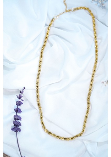 5mm Kalın Burgu Altın Renk Çelik Kolye Unisex Paslanmaz Kaliteli fiyatları